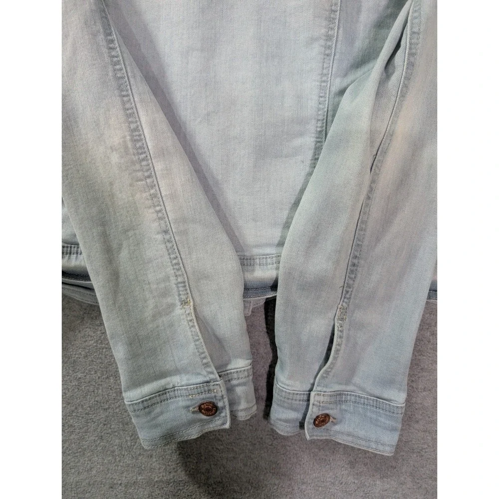 Sono Light Wash Denim Jacket Size L Cropped‎ Button Front Stretch Y2K Style